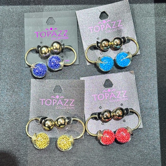 Mixed box of 50 pairs: Topazz Bobble Back Earrings - Picture 4 of 6